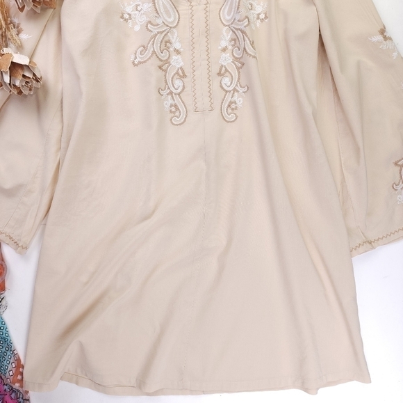 New Banana Republic Cotton Viscose Tan White Floral Embroidered Dress Sz… - Picture 7 of 14